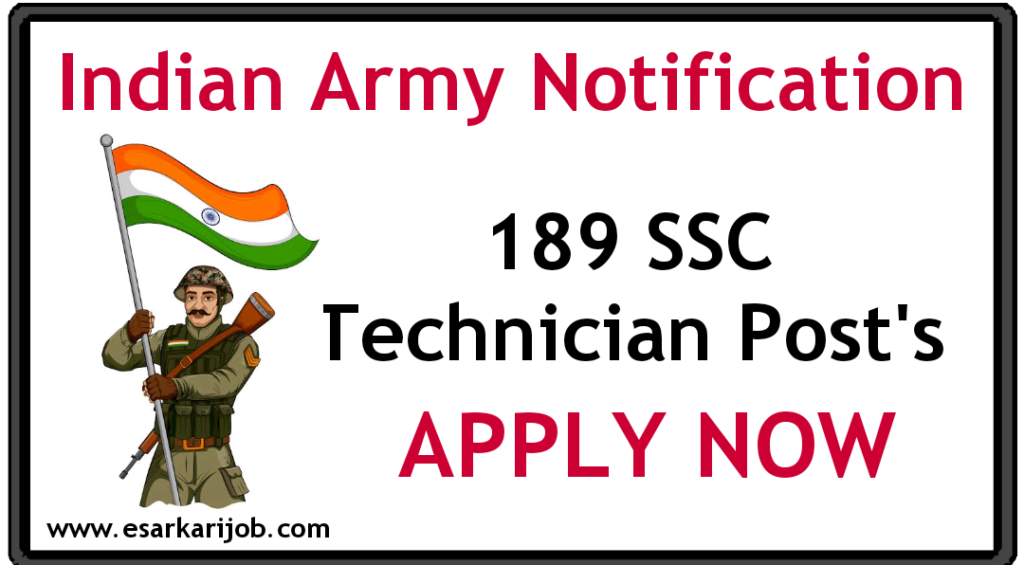 Indian army ssc technician 2020 batch 189 Post's apply now