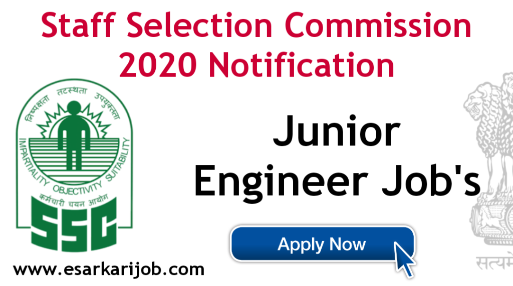 SSC JE Recruitment 2020 Notification Apply Now Junior Engineer Jobs